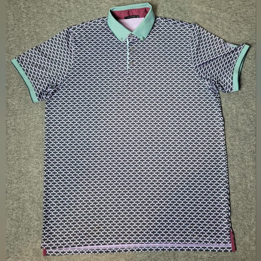 Greyson Thunderbird Mens Size XL Golf Polo WindflowOver Print Purple Shirt
